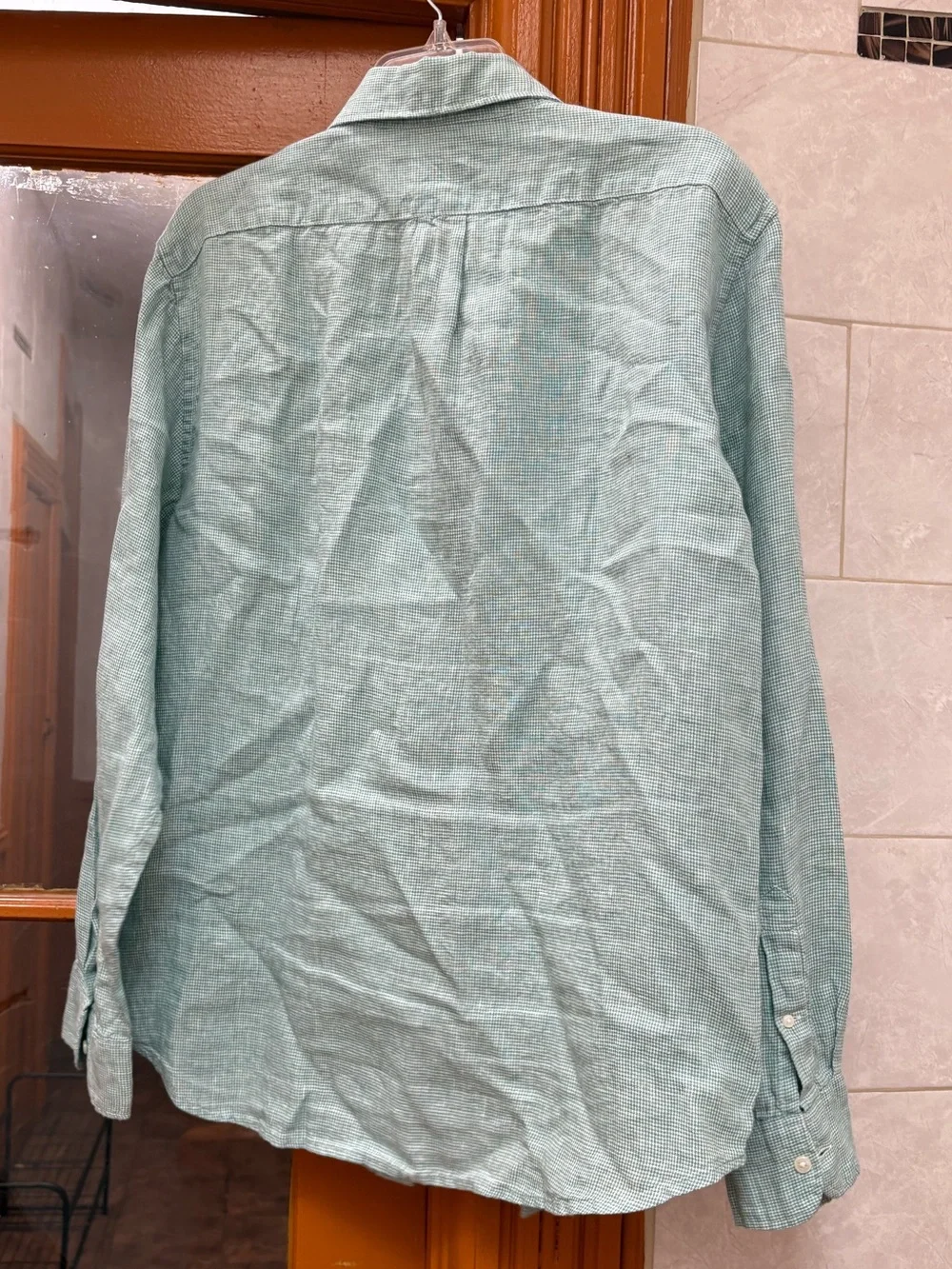 J. Crew Men's Light Teal Linen Button-Down Shirt